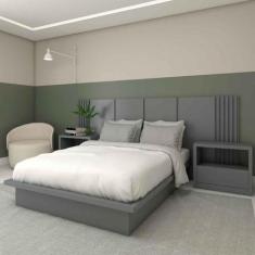 Cama Casal 1,48m Cabeceira e 2 Mesas Laterais MDF Sob Medida - Casa La