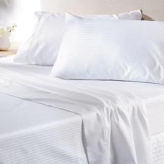 EGYLIN Jogo de lençol Queen 1000 fios, 1000 fios, 100% algodão egípcio, 38 cm, lençol com elástico, lençol de cima e 2 fronhas, lençol de cima e 2 fronhas de luxo macio, branco, listra pequena