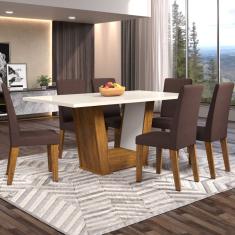 Mesa De Jantar 6 Lugares Floripa Seda/blonde/fumê - Viero Móveis