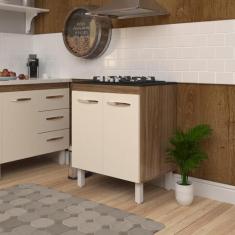 Balcão Armário de Cozinha Fran Para Fogão Cooktop 4 Bocas Mobília Deco