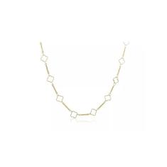 Colar Com Corrente Detalhada Com Flor Vazada Folheado Em Ouro 18k