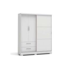 Guarda Roupa Solteiro 3 Portas (1 de Correr) e 2 Gavetas C533 Branco -