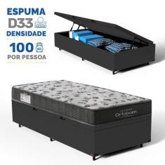 Cama Box Baú com Colchão Ortobom de Espuma D33 ISO 100 Solteiro 78 cm,
