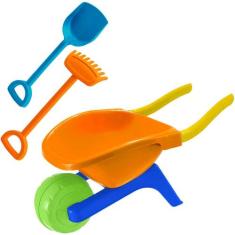 Carriola Brinquedo Infantil De Praia Com Rastelo Pá - Usual Brinquedos