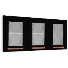 Armário Aéreo p/ Cozinha Mirage New Aço 3 Portas c/Vidro 120cm Branco/