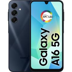Smartphone Samsung Galaxy A16 5G 128GB + 4GB RAM Tela 6.7” Câmera Tripla 50MP + 5MP + 2MP - Azul Escuro