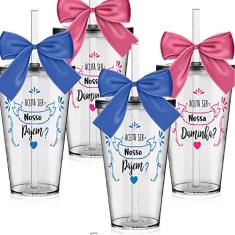 4 Copos Convite 550 ml Personalizados para Pajem e Daminha