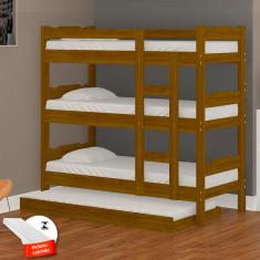 Treliche Madeira Maciça Com Auxiliar E 4 Colchões Imbuia Esmeralda Nemargi