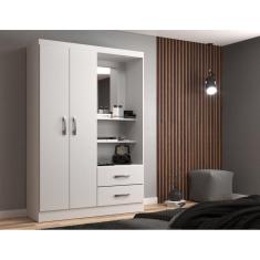 Guarda Roupa Capelinha Solteiro 2 Portas 2 Gavetas Premium Branco