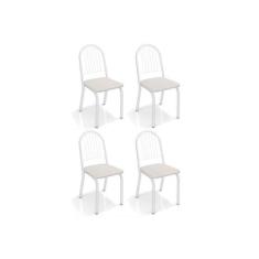 Cadeira Sala De Jantar Noruega 4C077brf Kit 4 Un Branco Fosco/Courano