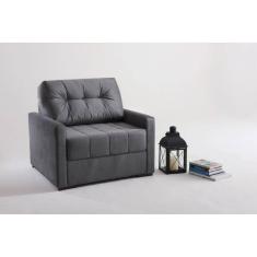 Sofá Cama Uno em Linho 100cm Murilo Cinza