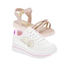 Tenis Feminino e Sandália Infantil - KIT 2 PARES Tam 24 ao 34-Feminino