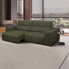 Sofá Decorativo Barbosa 3 Lugares Sala de estar 230cm Reclinável e Retrátil Couro Fendi G88 - Gran Belo