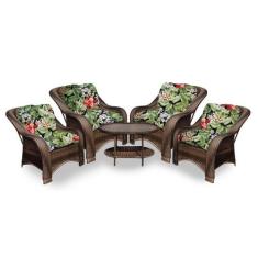 Conjunto de Poltronas Fibra Sintética Melo - 4 Poltronas + 1 Mesa Cent