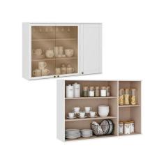 Armário Aéreo Para Cozinha Com 2 Portas de Vidro 1,2 m - Carraro Móvei