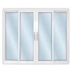 Janela de Alumínio de Correr 120x120cm 4 Folhas 2 Fixas com Vidro Mini