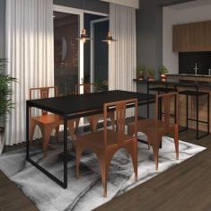 Mesa De Jantar Retangular 4 Lugares Madeira Moderna Industrial 120x90c