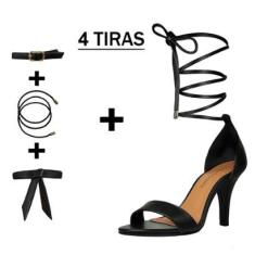 Sandália Troca Tira Salto Alto Fino Luiza Sobreira Preta-Feminino
