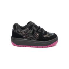 Tenis Infantil Casual Menina com Glitter Feminino 3381A - Funfy, Preto