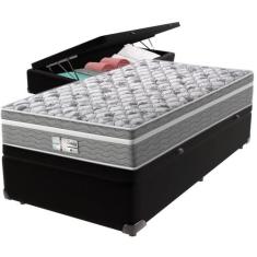 Cama Box Baú Preto e Colchão Evolution Molas Ensacadas Solteiro Probel