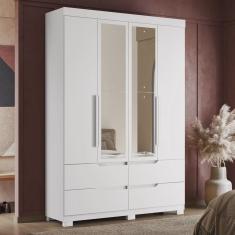Guarda Roupa Solteiro com Espelho 4 Portas 4 Gavetas Doble