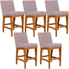 Kit 05 Banquetas Baixa Cozinha Bancada L02 Rosê