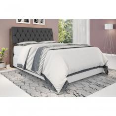 Cabeceira Box Queen 1,58 Isis Chocolate Com Capitonê Preto - Framar Móveis