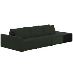 Sofá Ilha Modular Para Sala 312cm com Puff Dublin K01 Veludo Verde TA7