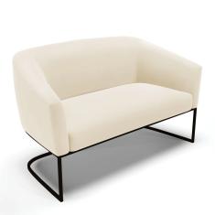 Sofá Namoradeira 2 Lugares Base Industrial Preto Stella Veludo D03 - D'rossi Cor Bege