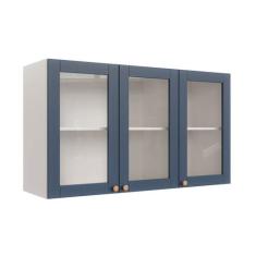 Armário Aéreo 3 Portas 120cm com Porta de Vidro Arizona CabeCasa Madei