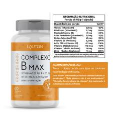 Complexo B Max com Zinco Quelato Lauton Premium - Biotina Ácido Fólico