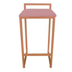 Banqueta Alta Lavínia Suede Base Cobre Rose