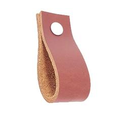 Puxador Doko Parafuso - Couro Legítimo Mogno - Parafuso Branco