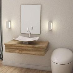 Bancada para Banheiro 80cm com Cuba Folha F44 e Espelheira 801w Metrópole Compace Carvalho