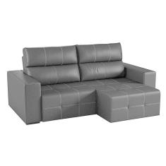 sofá 3 lugares retrátil e reclinável roma couro preto 224 cm