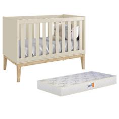 Berço Americano Classic com Pés Madeira Natural e Colchão D18 - Reller Móveis