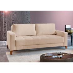 Sofá Fixo Orion 2 Lugares Luxo 140cm Castellar Móbile, Bege Claro