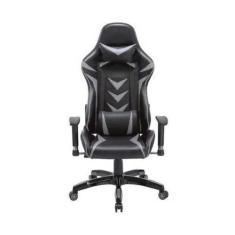 Cadeira Gamer Pelegrin em Couro PU Reclinável PEL-3003 Preta e Cinza