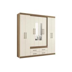 Guarda Roupa Casal 8 Portas E 4 Gavetas C- Espelho Jatoba-areia