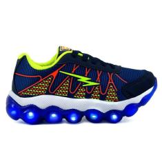 Tênis Infantil Masculino com Luzes de Led - AS014 - Mini-Pé, Azul mari