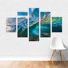 Quadro Paisagens Mar Ondas Tartaruga Marinha Algas em Canvas