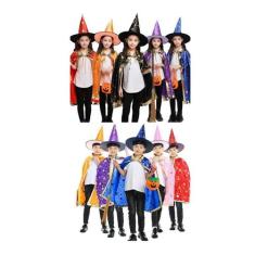 Fantasia de Bruxa Mago  Unissex C/ Capa e Chapéu Infantil - CM Present