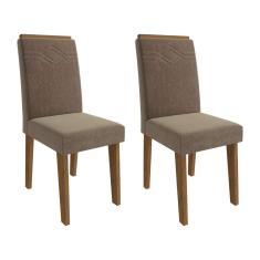 Conjunto com 2 Cadeiras de Jantar Taís I Suede Savana e Pluma