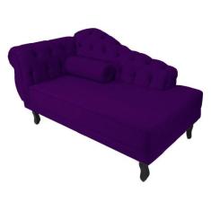 Recamier Decorativo Divã Larissa Lado Direito Suede Roxo Pés Madeira M