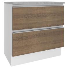 Balcão Glamy 80 cm 2 Gavetas Branco e Rustic Madesa