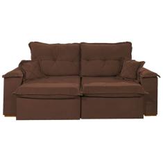 Sofá Atlanta 4 Lugares Retrátil e Reclinável 230cm Tecido Veludo União Cor Marrom