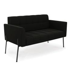 Sofá Namoradeira 2 Lugares Pé De Ferro Preto Elisa Suede D03 - D'rossi Cor Preto