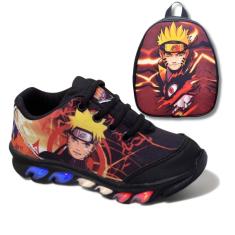 tenis de led infantil masculino naruto com luzinha meninos mais mochila-Masculino