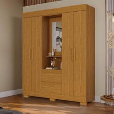 Guarda-roupa Casal 4 Portas e 2 Gavetas Capelinha com Espelho 149cm Al