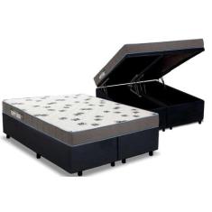 Cama Box Baú King: Colchão Espuma Ortobom D33 Light Saúde + Base CRC S